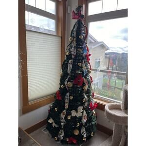 Bradford Exchange Thomas Kinkade Pre Lit Pull Up Christmas Tree Decorated 6ft